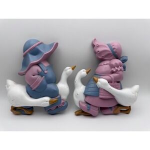 Vintage 1988 Burwood Products Goose Wall Plaques Set 2865-1A 2865-2A USA Made